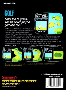 Golf (Europe) (GameCube Edition) box cover back